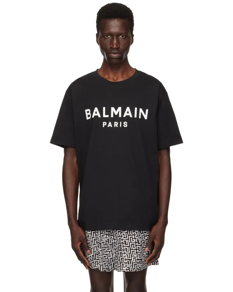 Balmain Black Printed 'Balmain Paris' T-Shirt Eab