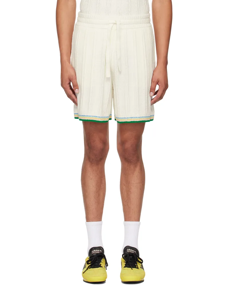 Casablanca Paris White Rib Boucle Shorts White