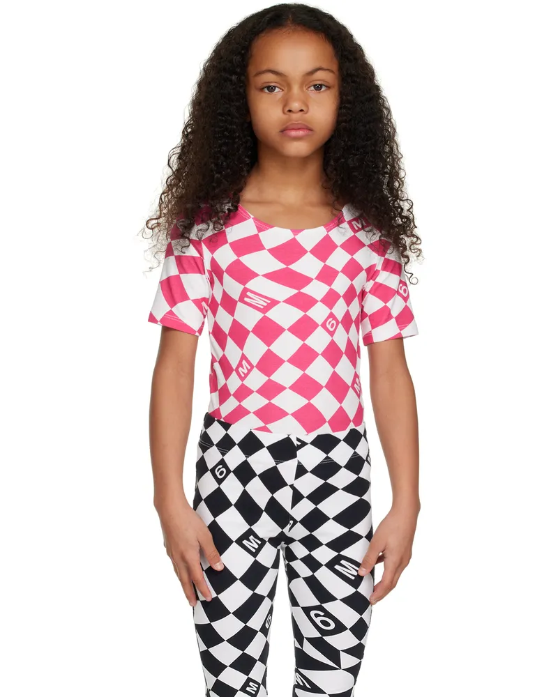 Maison Margiela Kids Pink & White Check Bodysuit M6c11