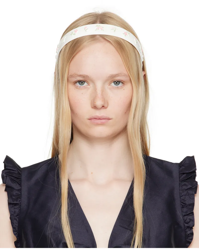 SHUSHU/TONG White YVMIN Edition Hand-Painted Floral Headband White