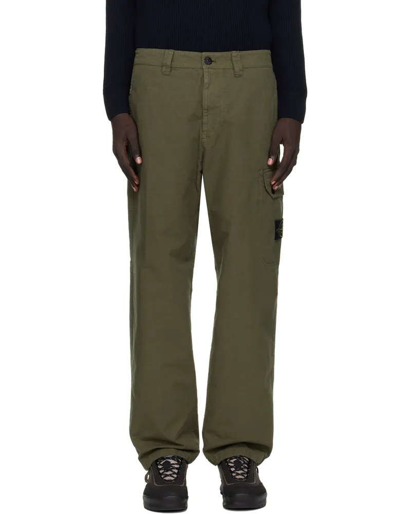 Stone Island Green 3100011 Organic Cotton Ripstop Cargo Pants V0054