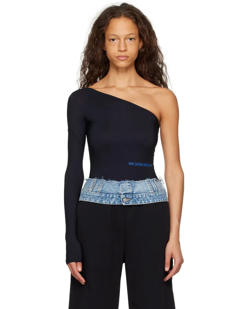 Maison Margiela Black Single-Shoulder Bodysuit 900