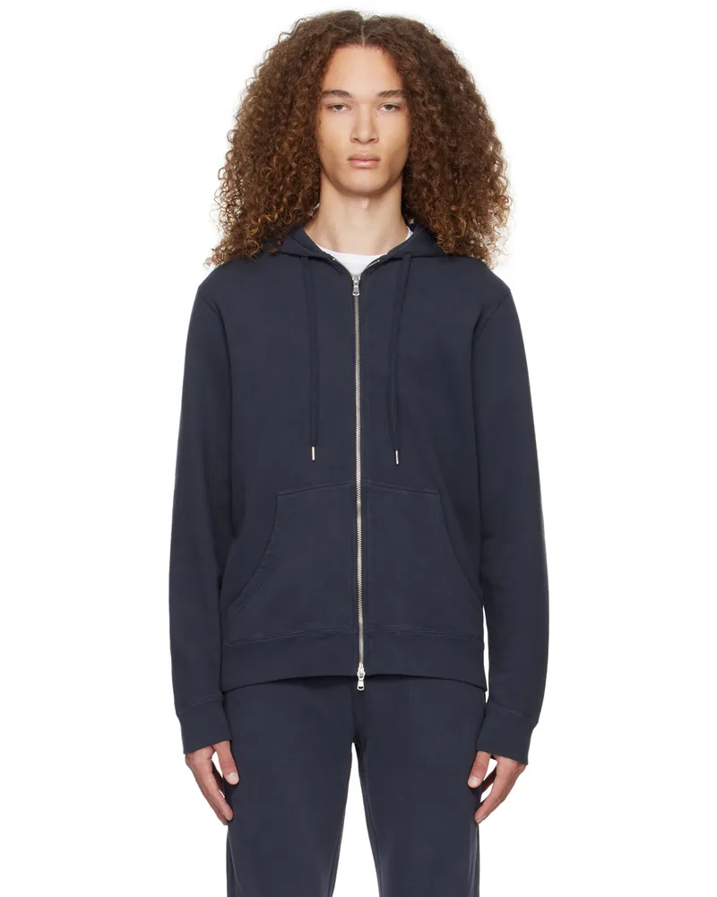 Sunspel Navy Zip Hoodie Navy