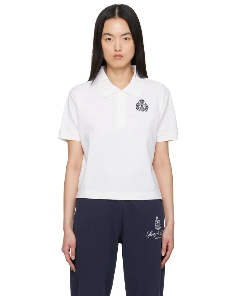 SPORTY & RICH White H&W Crest Pique Polo 48