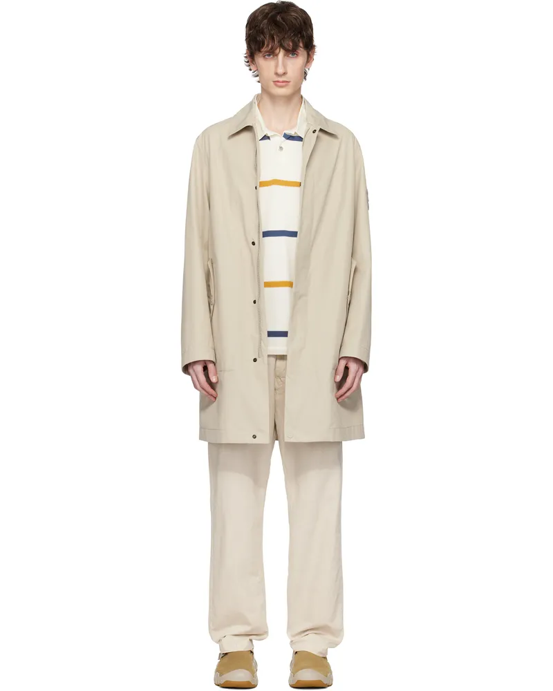 Stone Island Beige Weatherproof Cotton Canvas Coat V0090