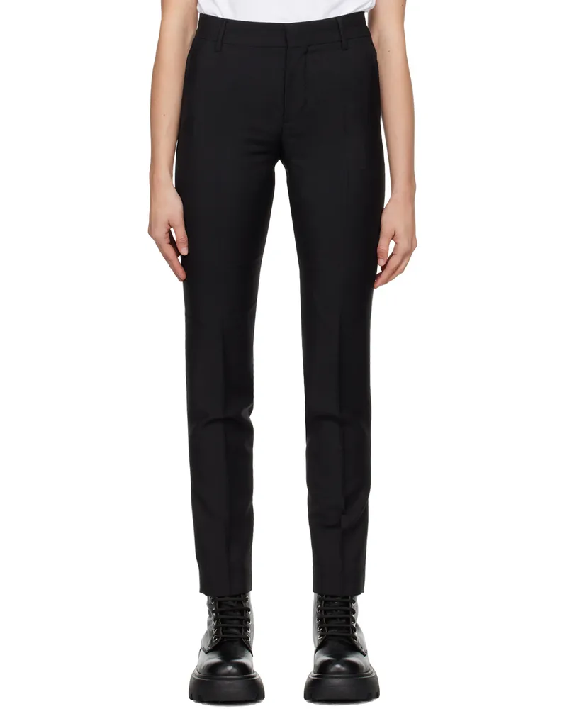 AMI Paris Black Creased Trousers Wool
