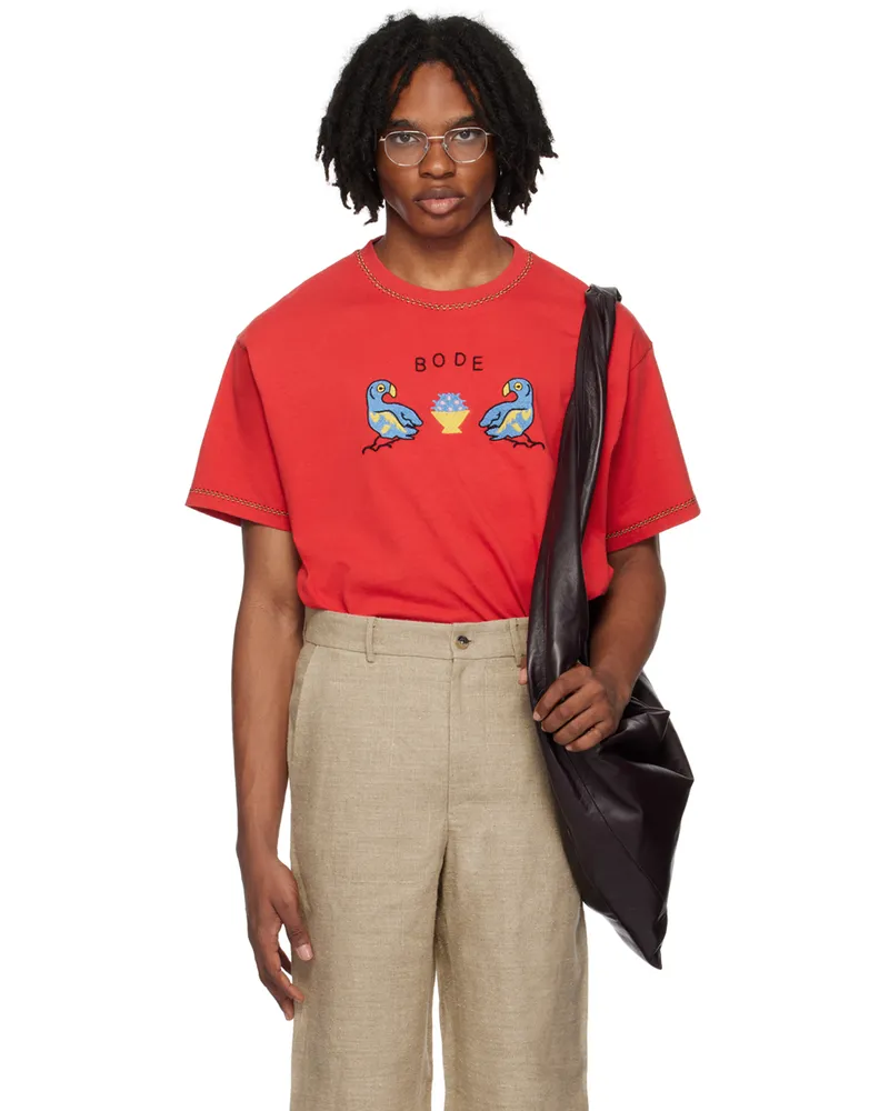 BODE Red Twin Parakeet T-Shirt Red