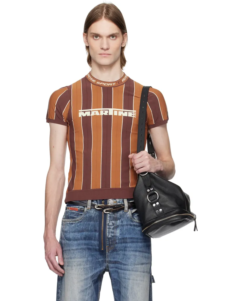 Martine Rose Brown Logo Tight T-shirt Brown