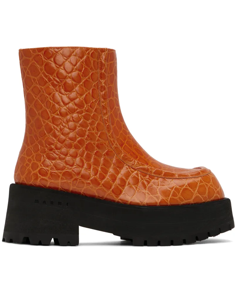Marni Orange Zip Boots 00r17