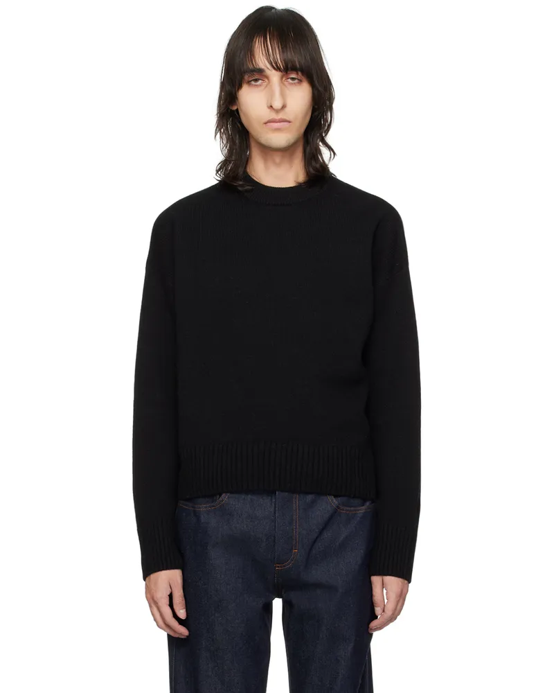 AMI Paris Black Dropped Shoulder Sweater Black