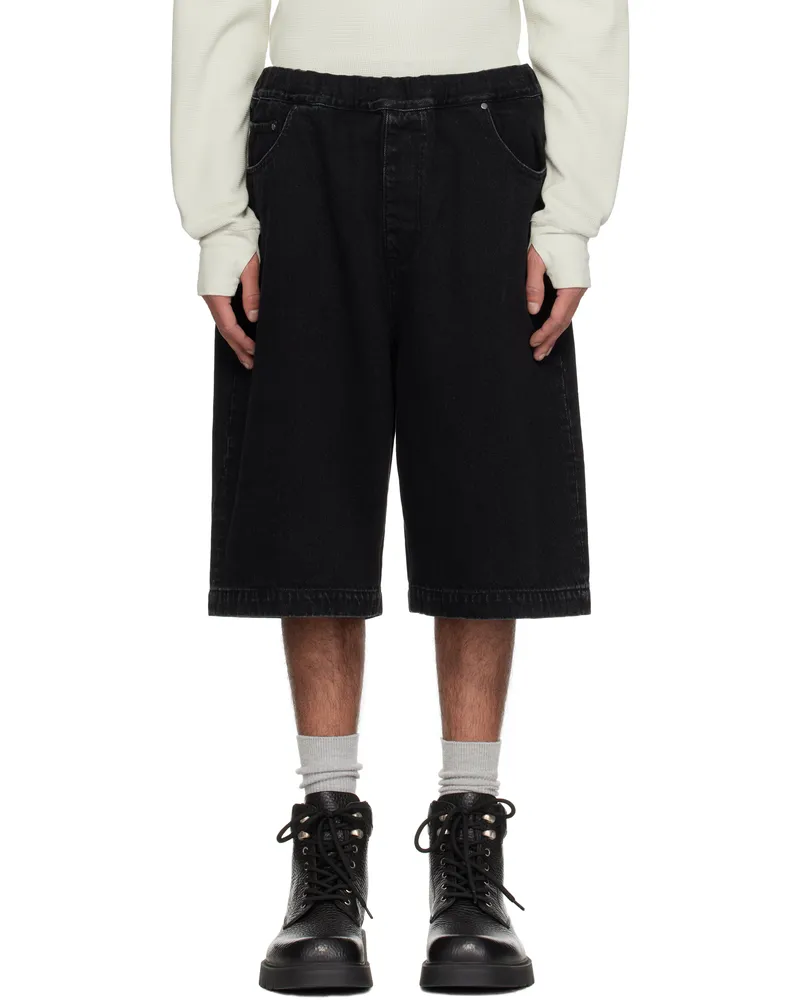 Entire Studios Black Spar Denim Shorts Magnetite