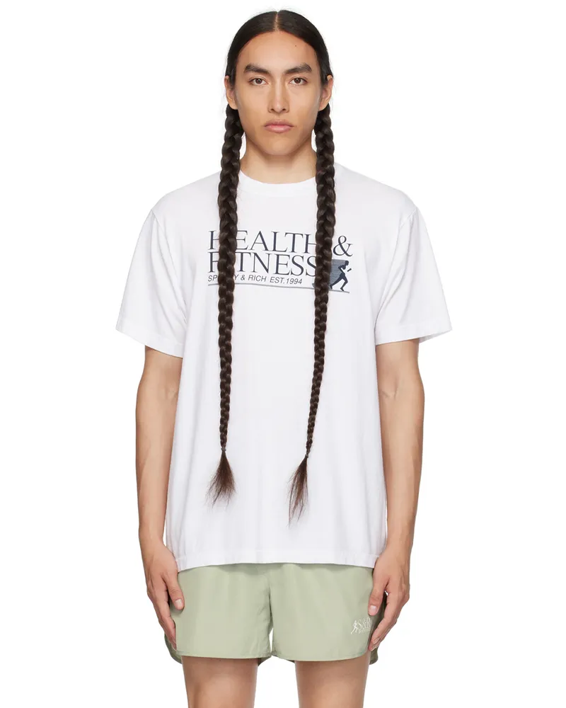SPORTY & RICH White 'Health & Fitness' T-Shirt White