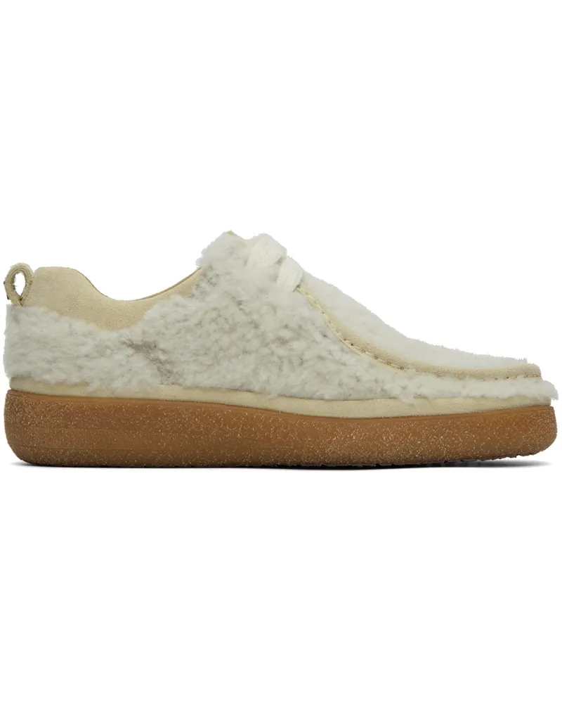AMI Paris Beige Moc Toe Shearling Derbys Off-white.150