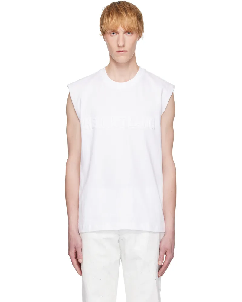 Helmut Lang White Embossed Logo Tank Top Optic