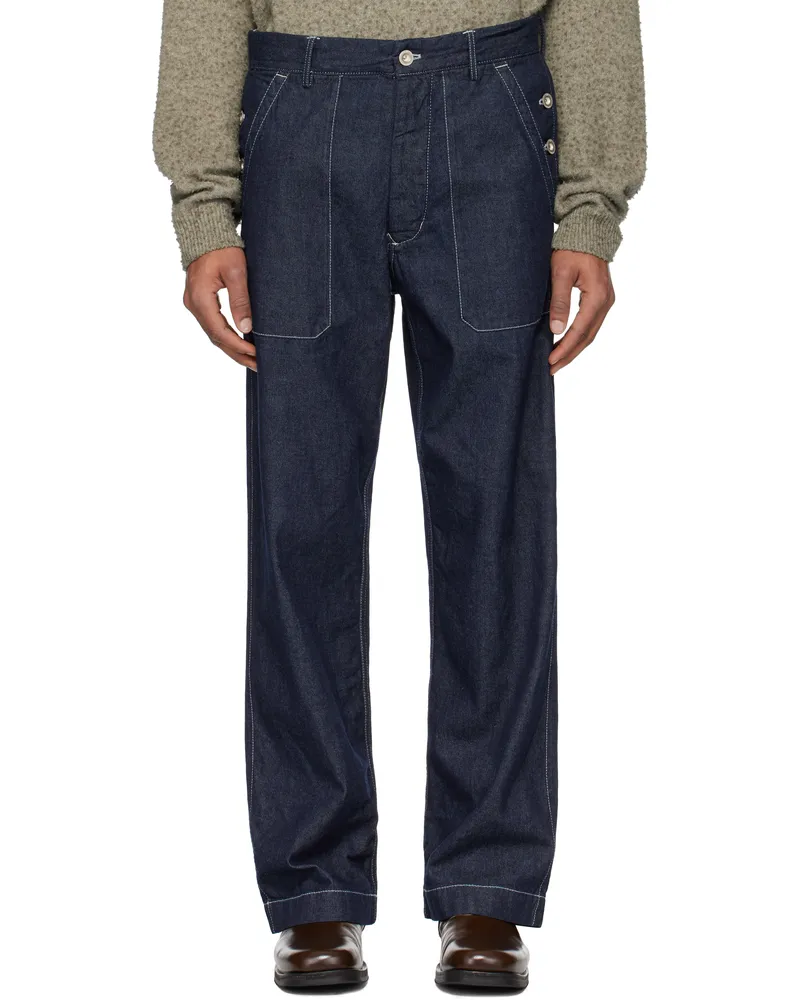 C.P. Company Blue 3/1 Denim Loose Jeans Denim