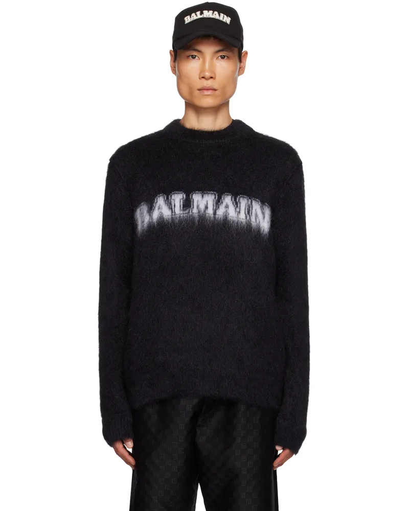 Balmain Black Brushed Sweater Eab