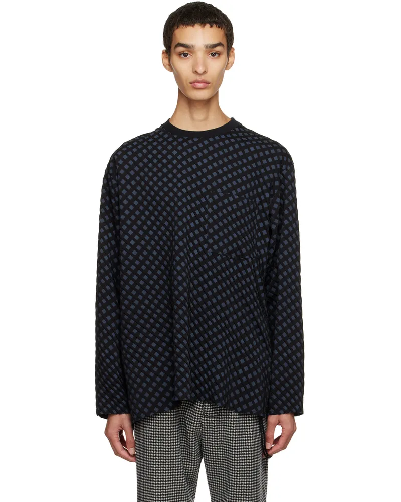 Song For The Mute Navy Tart Raw Crewneck Sweater Black