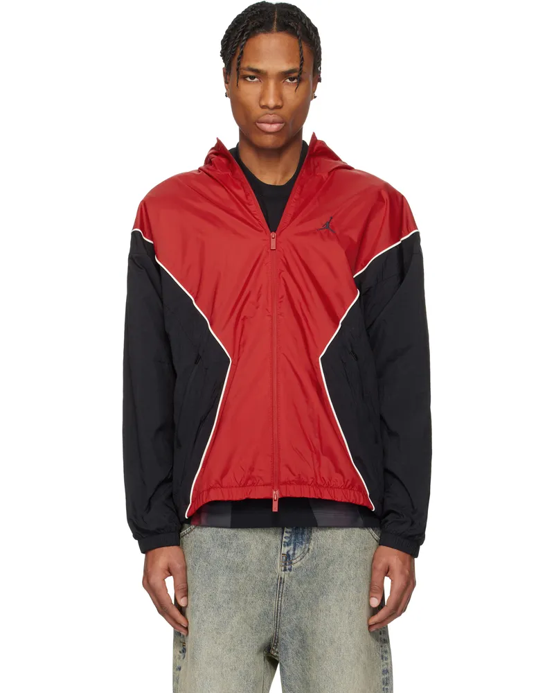 Nike Red & Black Jordan Brooklyn Hooded Draft Jacket Varsity