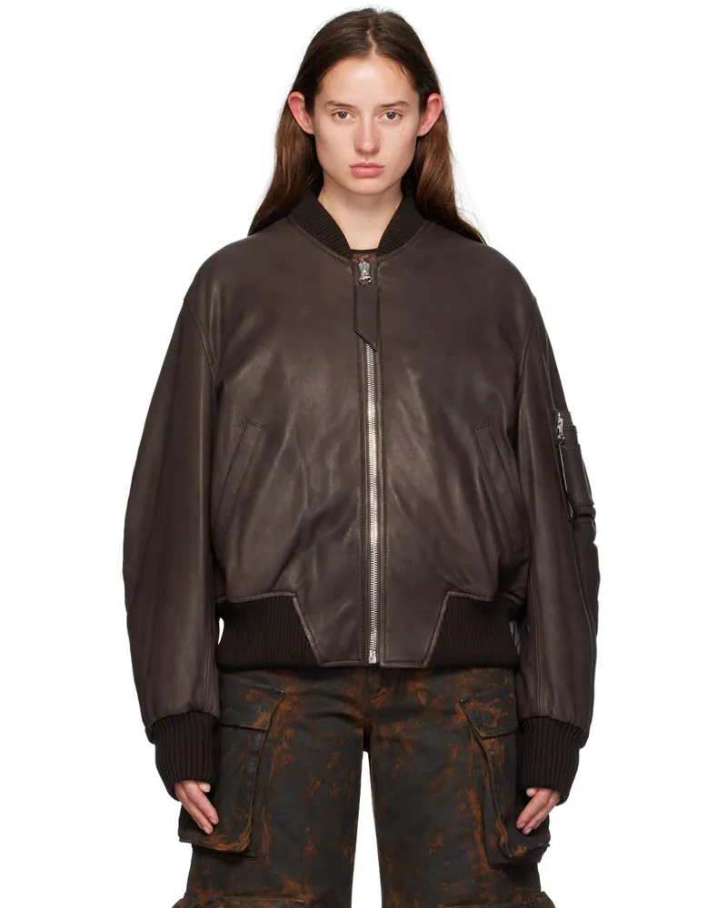 ATTICO SSENSE Exclusive Brown Anja Leather Jacket 833