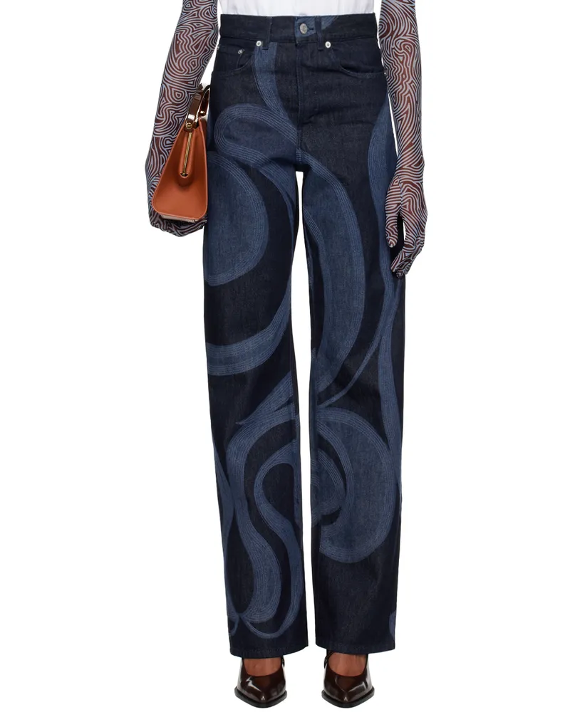 Dries van Noten Indigo Embroidered Jeans 507