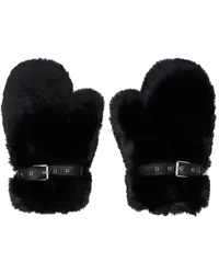 Acne Studios Black Fluffy Buckle Mittens Black