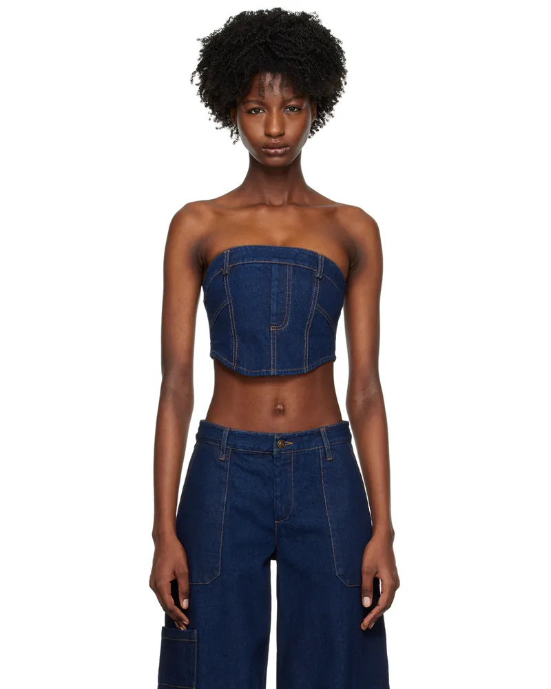bec & bridge Blue Roxanne Corset Top Denim