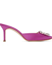 Manolo Blahnik Purple Hangisimu Mules Bright