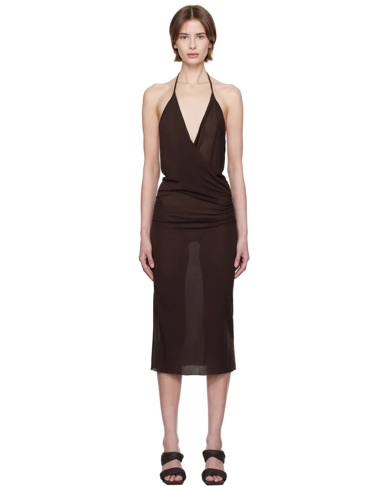 Rick Owens Brown Hollywood Draped Dress 14