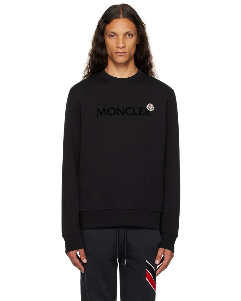Moncler Black Flocked Logo Sweatshirt 999