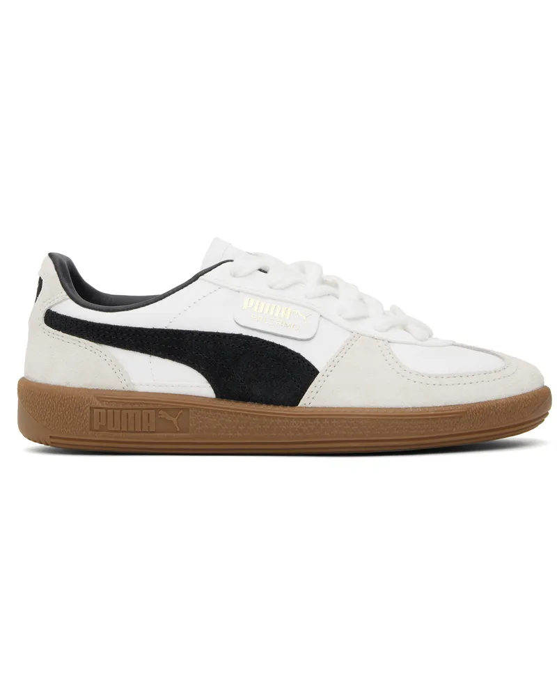 Puma White & Gray Palermo Leather Sneakers Puma