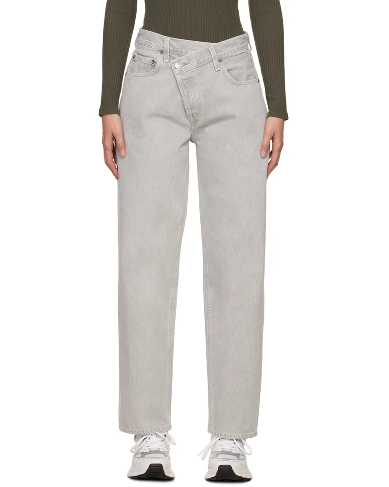 AGOLDE Gray Criss Cross Jeans Rain
