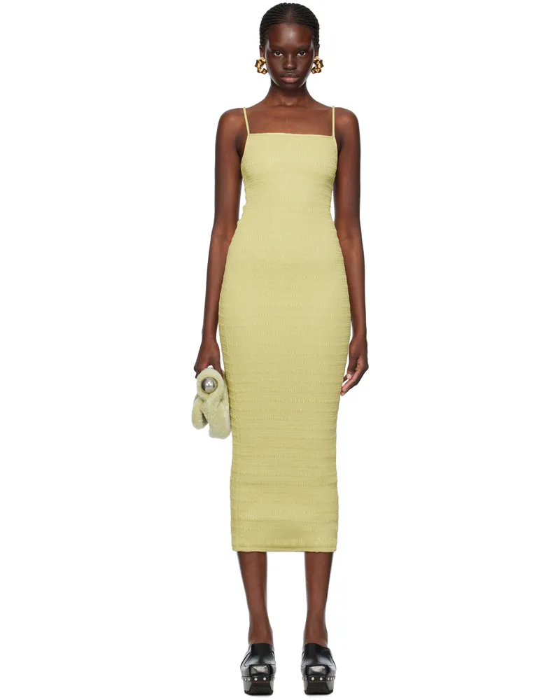 Nanushka Yellow Barra Vegan Leather Maxi Dress Lemongrass