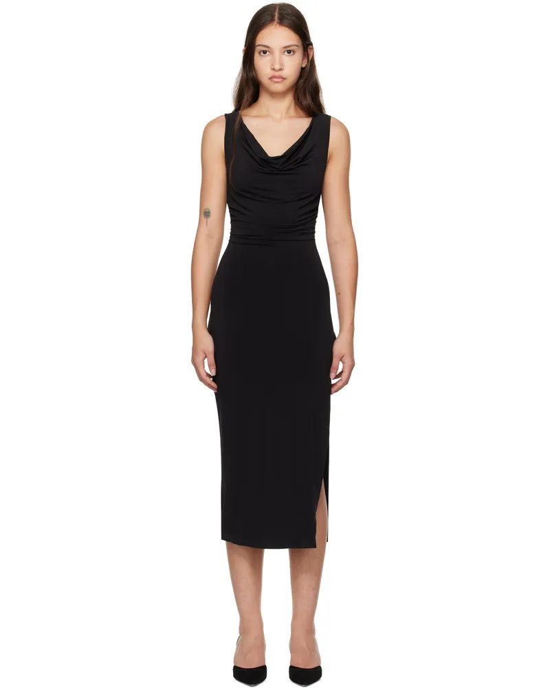 GUIZIO Black Cara Midi Dress Black