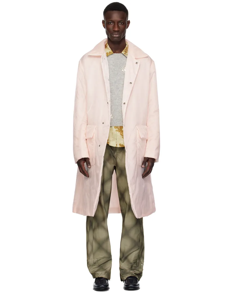 Dries van Noten Pink Loose Fit Mac Coat Transparent