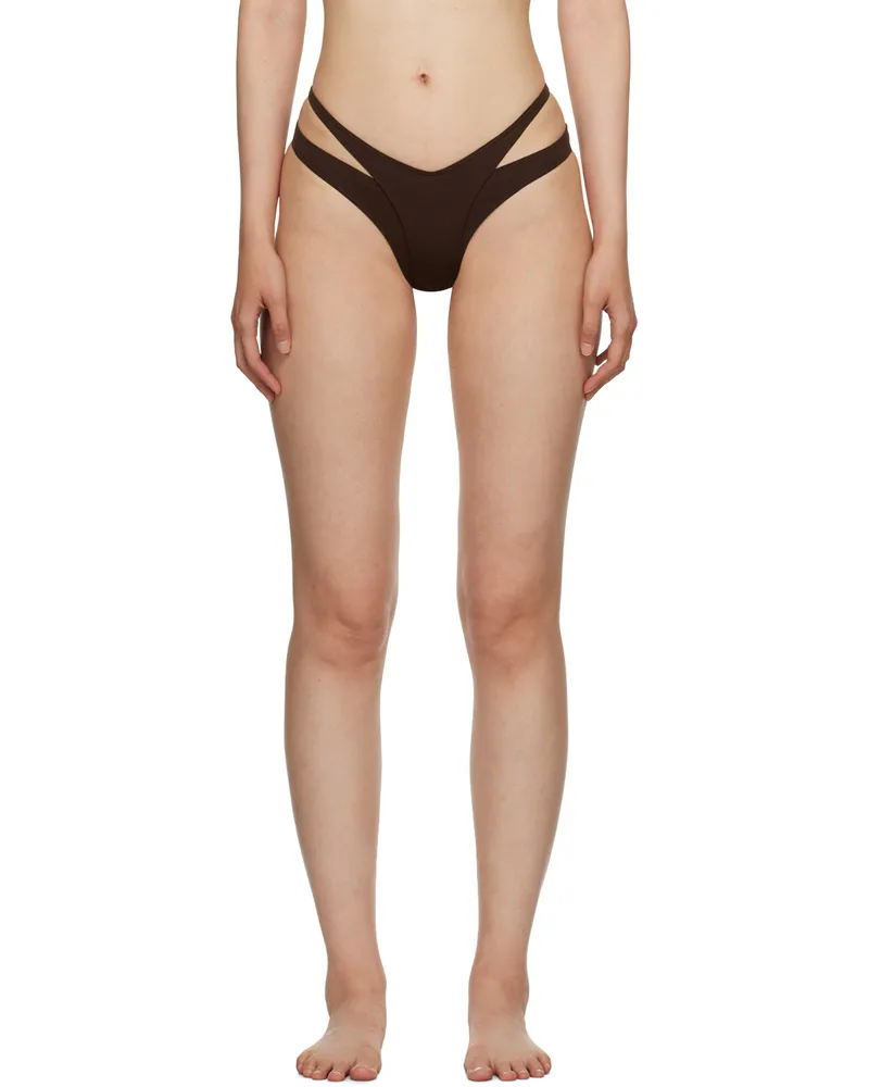 Thierry Mugler Brown Cutout Bikini Bottoms 7050