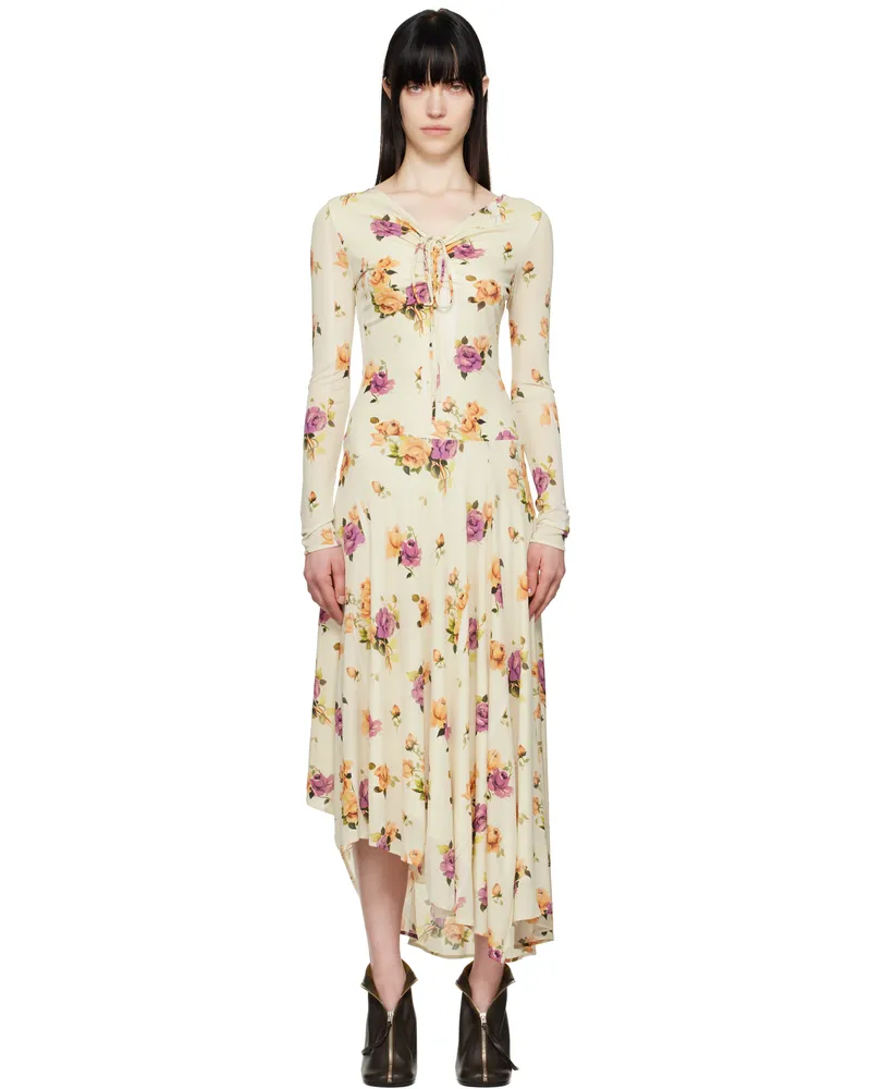 Acne Studios Beige Floral Midi Dress Bmy