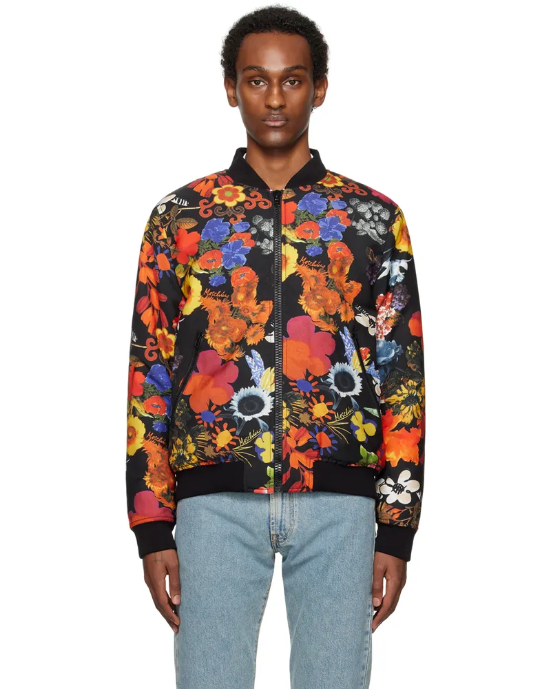 Moschino Multicolor Allover Flowers Bomber Jacket J1888