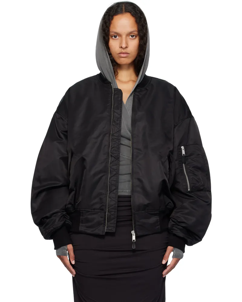 Entire Studios Black Broad Bomber Jacket Oil