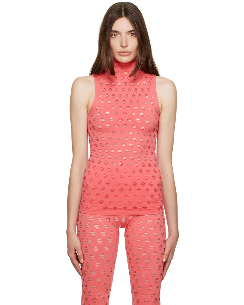 Maisie Wilen Pink Perforated Tank Top Pink