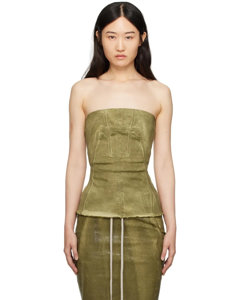 DRKSHDW by Rick Owens Green Porterville Bustier Denim Top 85