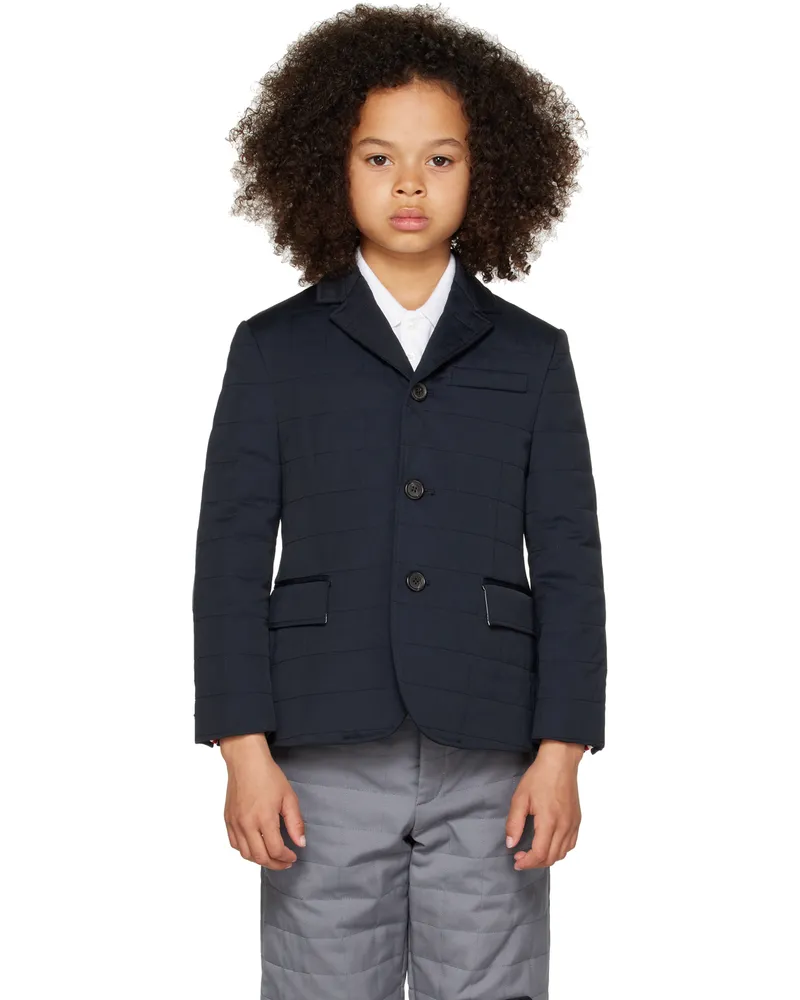 Thom Browne Kids Navy Classic Sport Down Coat Navy