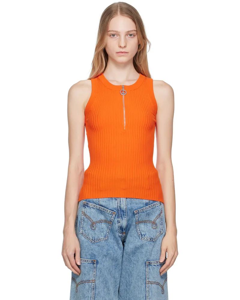Moschino Orange Half-Zip Tank Top J0051