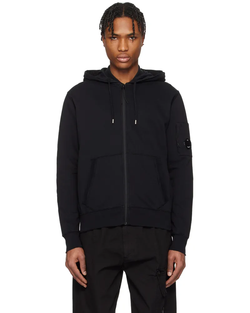 C.P. Company Black Light Fleece Full Zip Hoodie 999