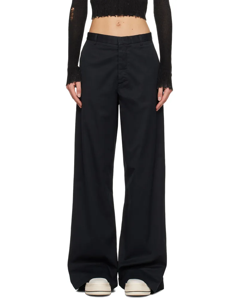 R13 Black Trench Trousers Black