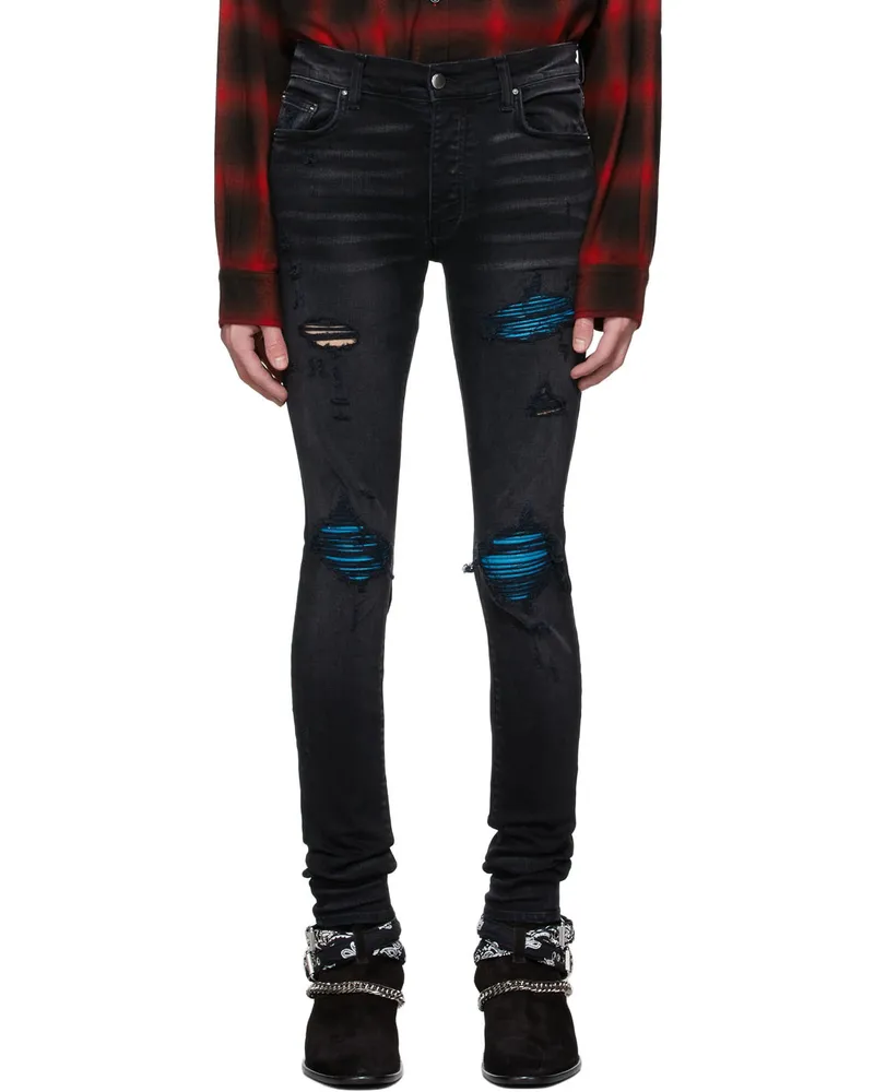 Amiri Black MX1 Cracked Paint Jeans Aged