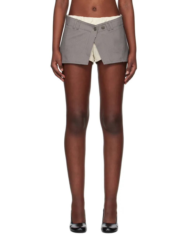 OPEN YY Gray Layered Boxer Shorts Miniskirt Warm