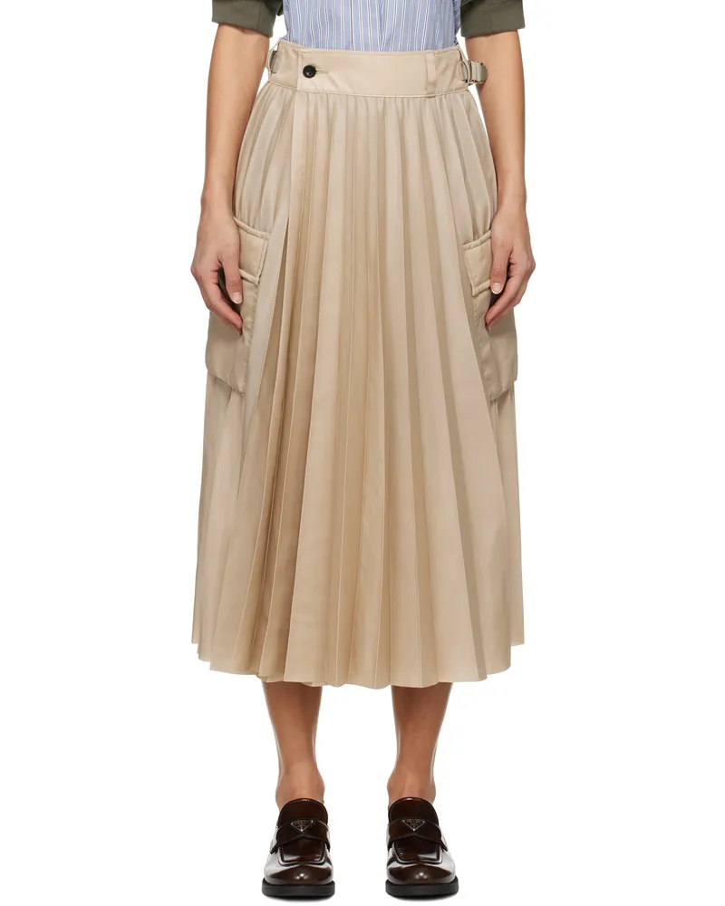 Sacai Beige Twill Midi Skirt 651