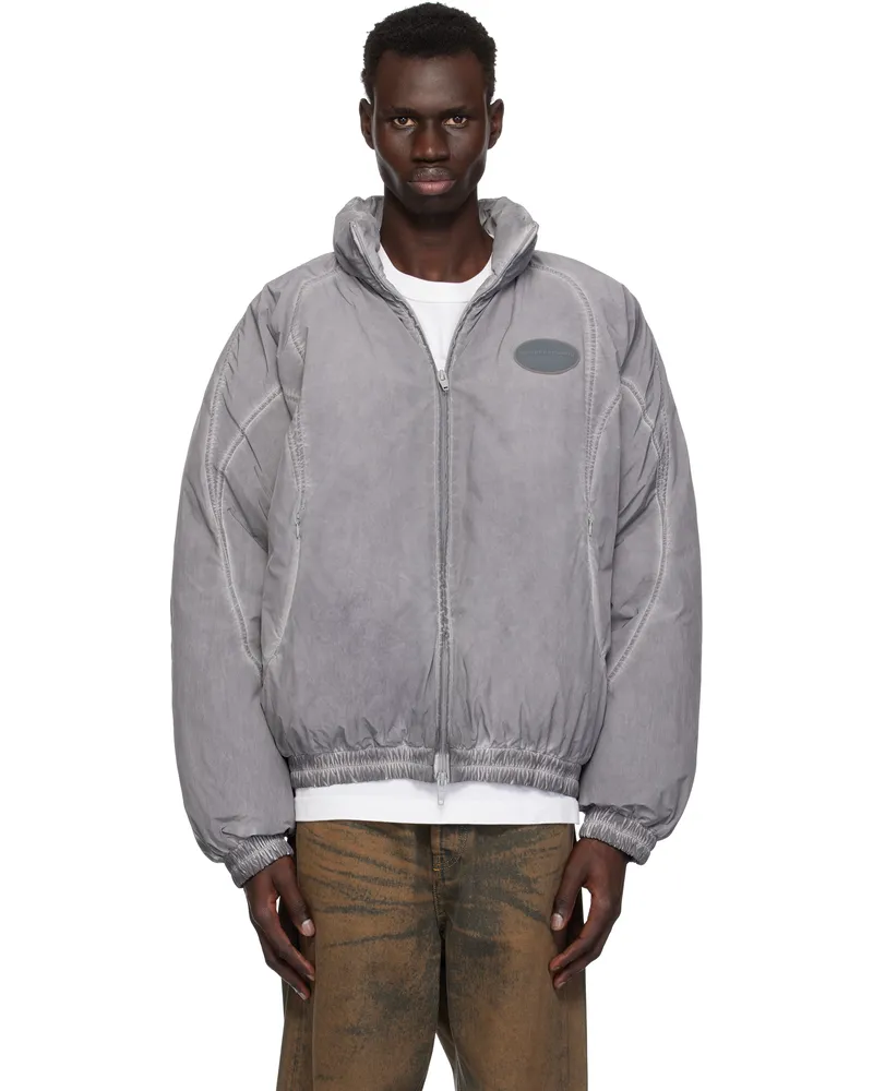 Alexander Wang Gray Padded Down Track Jacket Washed