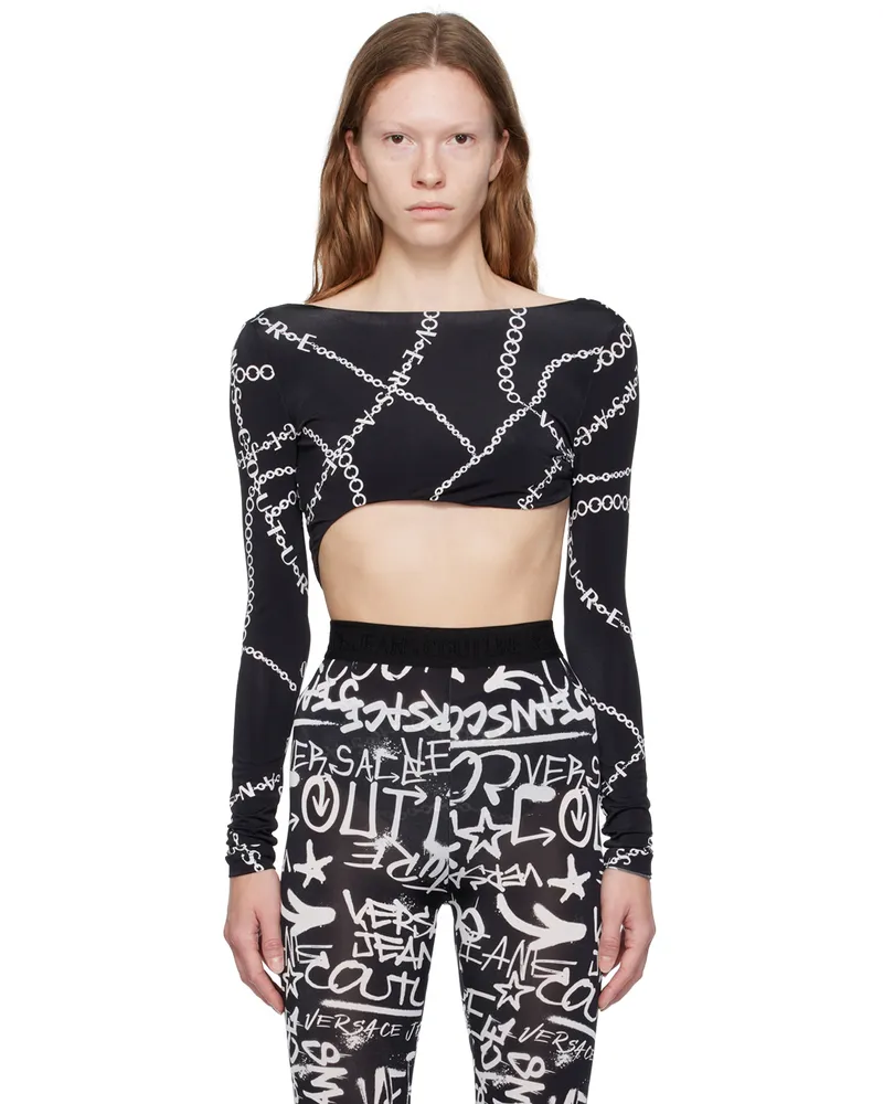 Versace Jeans Black Printed Bodysuit E899