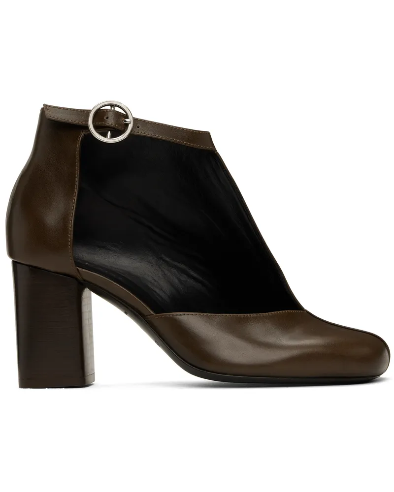 Christophe Lemaire Brown Cut Out Ankle Boots Br449